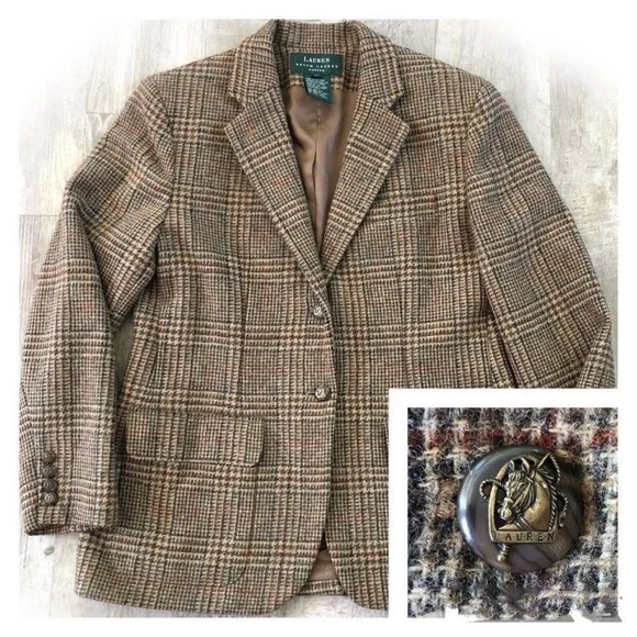 Lauren Ralph Lauren Brown and Tan Tweed Blazer - Picture 1 of 16